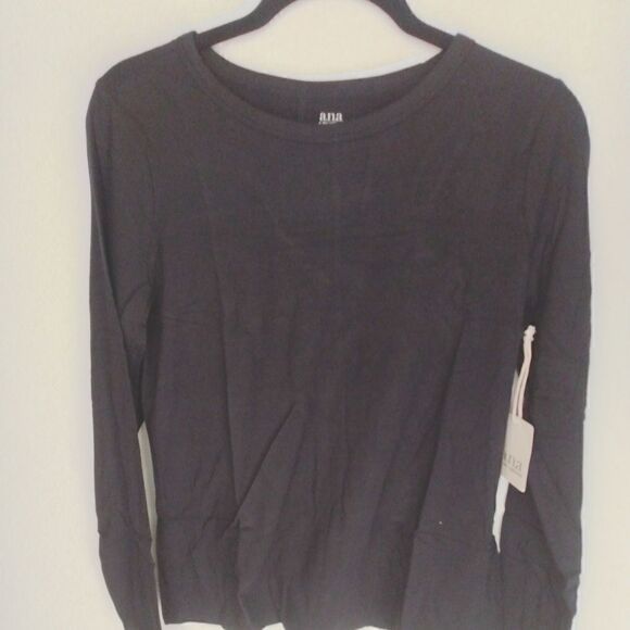 A.n.a A New Approach Womens Black Round Neck Long Sleeve Blouse Top Size Large - Picture 1 of 3